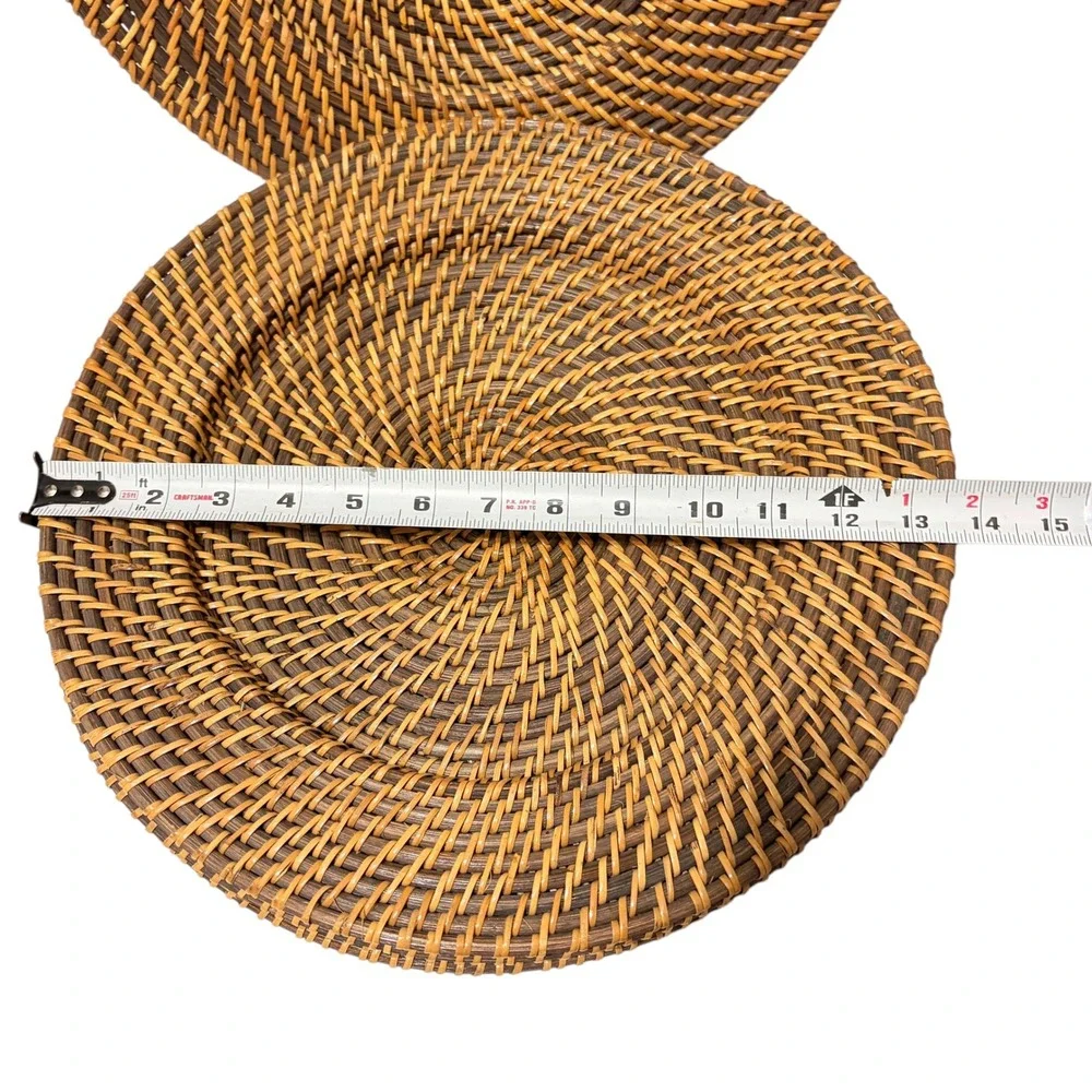 Set of 4 Round Woven Rattan Charger Plates 13